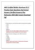 AWS Certified Welder Aluminum D1&period;2  Practice Exam Questions And Correct  Answers &lpar;Verified Answers&rpar; Plus  Rationales 2026 Q&A Instant Download  Pdf 