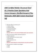 AWS Certified Welder Structural Steel  D1&period;1 Practice Exam Questions And  Correct Answers &lpar;Verified Answers&rpar; Plus  Rationales 2026 Q&A Instant Download  Pdf 