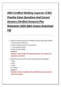 AWS Certified Welding Inspector &lpar;CWI&rpar;  Practice Exam Questions And Correct  Answers &lpar;Verified Answers&rpar; Plus  Rationales 2026 Q&A Instant Download  Pdf 