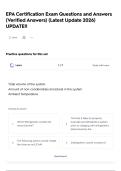 EPA Certification Exam Questions and Answers &lpar;Verified Answers&rpar; &lpar;Latest Update 2026&rpar; UPDATE&excl;&excl;