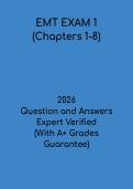 EMT Exam 1 &lpar;Chapters 1&ndash;8&rpar; Questions & Answers PDF &vert; EMT Certification Test Prep Guide