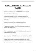 CWEA LABORATORY ANALYST  EXAM  QUESTIONS AND ANSWERS 2026