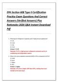 EPA Section 608 Type II Certification  Practice Exam Questions And Correct  Answers &lpar;Verified Answers&rpar; Plus  Rationales 2026 Q&A Instant Download  Pdf 