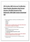 EPA Section 608 Universal Certification  Exam Practice Questions And Correct  Answers &lpar;Verified Answers&rpar; Plus  Rationales 2026 Q&A Instant Download  Pdf 