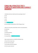 CSMLS MLA PRACTICE TEST 1 COMPLETE QUESTIONS AND CORRECT ANSWERS