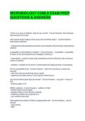 MICROBIOLOGY CSMLS EXAM PREP QUESTIONS & ANSWERS