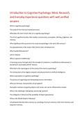 Introduction to Cognitive Psychology&colon; Mind&comma; Research&comma;  and Everyday Experience questions with well verified  answers  What is cognitive psychology&quest;  The study of the mind and mental processes&period;  What does the term 'mind' refer to in cognitive