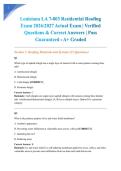 Louisiana LA 7-803 Residential Roofing Exam 2026&sol;2027 Actual Exam &vert; Verified Questions & Correct Answers &vert; Pass Guaranteed - A&plus; Graded