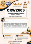 CRW2603 Assignment 1 &lpar;COMPLETE ANSWERS&rpar; Semester 2 2026 - DUE 17 August  2026