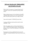 TEXAS MASSAGE THERAPIST  LICENSING EXAM QUESTIONS AND ANSWERS 2026