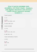 TEAS VI MATH &lpar;NUMBER AND  ALGEBRA&rpar;&comma; ATI TEAS 6 Math - Numbers  and Algebra Questions and Answers  &lpar;100&percnt; Correct Answers&rpar; Already  Graded A&plus;