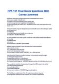 HPA 101 Final Exam Questions With Correct Answers