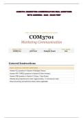 COM3701&colon; MARKETING COMMUNICATION REAL QUESTIONS WITH ANSWERS - 2026 - EXAM PREP