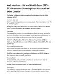 Xcel solutions - Life and Health Exam 2025 2026 Insurance Licensing Prep Accurate Real  Exam Questio 