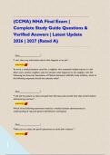 &lpar;CCMA&rpar; NHA Final Exam &vert; Complete Study Guide Questions & Verified Answers &vert; Latest Update 2026 &vert; 2027 &lpar;Rated A&rpar;     