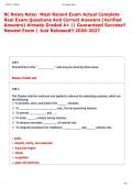 NC Notary Notes&colon; Most Recent Exam Actual Complete  Real Exam Questions And Correct Answers &lpar;Verified  Answers&rpar; Already Graded A&plus; &vert;&vert; Guaranteed Success&excl;&excl;  Newest Exam &vert; Just Released&excl;&excl; 2026-2027  