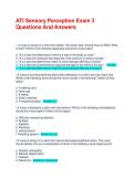 ATI Sensory Perception Exam 3 Questions And Answers