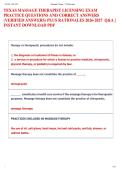 TEXAS MASSAGE THERAPIST LICENSING EXAM  PRACTICE QUESTIONS AND CORRECT ANSWERS  &lpar;VERIFIED ANSWERS&rpar; PLUS RATIONALES 2026-2027  Q&A &vert;  INSTANT DOWNLOAD PDF  