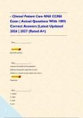 - Clinical Patient Care NHA CCMA Exam &vert; Actual Questions With 100&percnt; Correct Answers &vert;Latest Updated 2026 &vert; 2027 &lpar;Rated A&plus;&rpar;