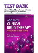 Test Bank for Abrams&rsquo; Clinical Drug Therapy&colon; Rationales for Nursing Practice&comma; 12th Edition by Geralyn Frandsen&period; ISBN &colon;978-1975136130&period; All chapters with Question and Verified Answers&period;