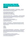 NUR 131 FINAL EXAM - PRACTICE QUESTIONS WITH 100&percnt; ACCURATE ANSWERS 