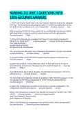 NURSING 131 UNIT 1 QUESTIONS WITH 100&percnt; ACCURATE ANSWERS 