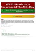 WGU D335 Introduction to Programming in Python FINAL EXAM 15&plus; &lpar;Latest 2025-2026 Edition&rpar; 100&percnt; Verified Q&A &plus; Answer Key Solutions