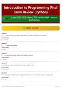 Introduction to Programming Final Exam Review &lpar;Python&rpar; 150&plus; &lpar;Latest 2025-2026 Edition&rpar; 100&percnt; Verified Q&A &plus; Answer Key Solutions