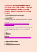 Introduction to Philosophy Exam Newest  2025&sol;2026 Actual Exam Complete Questions  And Correct Detailed Answers &lpar;Verified  Answers&rpar; &vert;Already Graded A&plus;&vert;&vert;Brand New  Version&excl;&excl; 