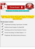 Wrightsman's Psychology and the Legal System 10th Edition Test Bank &vert; Chapters 1&ndash;15 &lpar;Verified Answers&rpar;