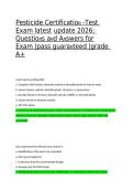 Pesticide Applicator Certification Exam Prep &vert; Latest Practice Questions & Verified Answers &vert; Pass-Focused Study Pack &vert; Grade A&plus;