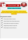 Writing Today 5th Edition Test Bank &vert; Johnson-Sheehan & Paine Verified Q&A 2026&ndash;2027