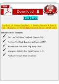 Tort Law 7th Edition Test Bank &vert; Edwards & Cull Chapters 1&ndash;19 Verified Q&A 2026&ndash;2027