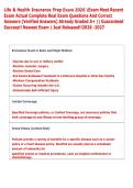 Life & Health Insurance Prep Exam 2026 Exam Most Recent  Exam Actual Complete Real Exam Questions And Correct  Answers &lpar;Verified Answers&rpar; Already Graded A&plus; &vert;&vert; Guaranteed  Success&excl;&excl; Newest Exam &vert; Just Released&excl;&excl;2026 -2027  