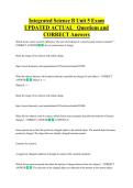 Integrated Science B Unit 5 Exam  UPDATED ACTUAL   Questions and  CORRECT Answers 