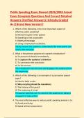 Public Speaking Exam Newest 2025&sol;2026 Actual  Exam Complete Questions And Correct Detailed  Answers &lpar;Verified Answers&rpar; &vert;Already Graded  A&plus;&vert;&vert;Brand New Version&excl;&excl; 