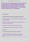 NUR-641E Advanced Pathophysiology and Pharmacology for  the Nurse Educator Exam Most Recent Exam Actual  Complete Real Exam Questions And Correct Answers  &lpar;Verified Answers&rpar; Already Graded A&plus; &vert;&vert; Guaranteed  Success&excl;&excl; Newest Exam &vert; Just Released&excl;&excl;  