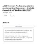 AU 60 Final Exam Practice comprehensive questions and verified answers &lpar; detailed & elaborated&rpar; ACTUAL EXAM 2025 TEST&excl;&excl;