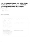 ATI EXIT EXAM 2026 WITH NGN &lpar;2026&rpar; UPDATE Verified Questions And Answers &vert; With 100&percnt; Correct Answers graded A&plus; Guaranteed Success&excl;&excl;