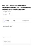 BIOL 2457&colon; Practical 1 - Anatomical Language Questions And Correct Detailed Answers With Complete Solutions