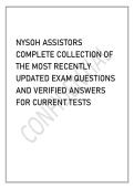 NYSOH ASSISTORS COMPLETE COLLECTION OF THE MOST RECENTLY UPDATED EXAM QUESTIONS AND VERIFIED ANSWERS FOR CURRENT TESTS