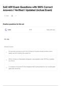 SAE 609 Exam Questions with 100&percnt; Correct Answers &vert; Verified &vert; Updated &lpar;Actual Exam&rpar;