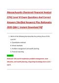 Massachusetts Chartered Financial Analyst  &lpar;CFA&rpar; Level III Exam Questions And Correct  Answers &lpar;Verified Answers&rpar; Plus Rationales  2026 Q&A &vert; Instant Download Pdf 