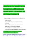 Massachusetts Real Estate Salesperson  Exam Questions And Correct Answers  &lpar;Verified Answers&rpar; Plus Rationales 2026  Q&A &vert; Instant Download Pdf