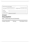 AQA MERGED QUESTION PAPER AND MARK SCHEME 2025 A-level PHILOSOPHY 7172&sol;1 Paper 1 Epistemology and moral philosophy
