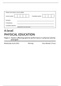 AQA MERGED QUESTION PAPER AND MARK SCHEME 2025 A-level PHYSICAL EDUCATION 7582&sol;1 Paper 1  Factors affecting participation in physical activity and sport 
