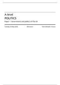 AQA MERGED QUESTION PAPER AND MARK SCHEME 2025 A-levelPOLITICS7152&sol;1 Paper 1 Government and politics of the UK