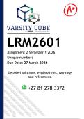 LRM2601 Assignment 2 &lpar;DETAILED ANSWERS&rpar; Semester 1 2026 - DISTINCTION GUARANTEED 