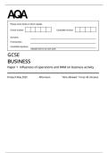 AQA MERGED QUESTION PAPER AND MARK SCHEME 2025 GCSE BUSINESS 8132&sol;1 Paper 1  Influences of operations and HRM on business activity