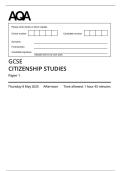 AQA MERGED QUESTION PAPER AND MARK SCHEME 2025 GCSE CITIZENSHIP STUDIES 8100&sol;1 Paper 1 